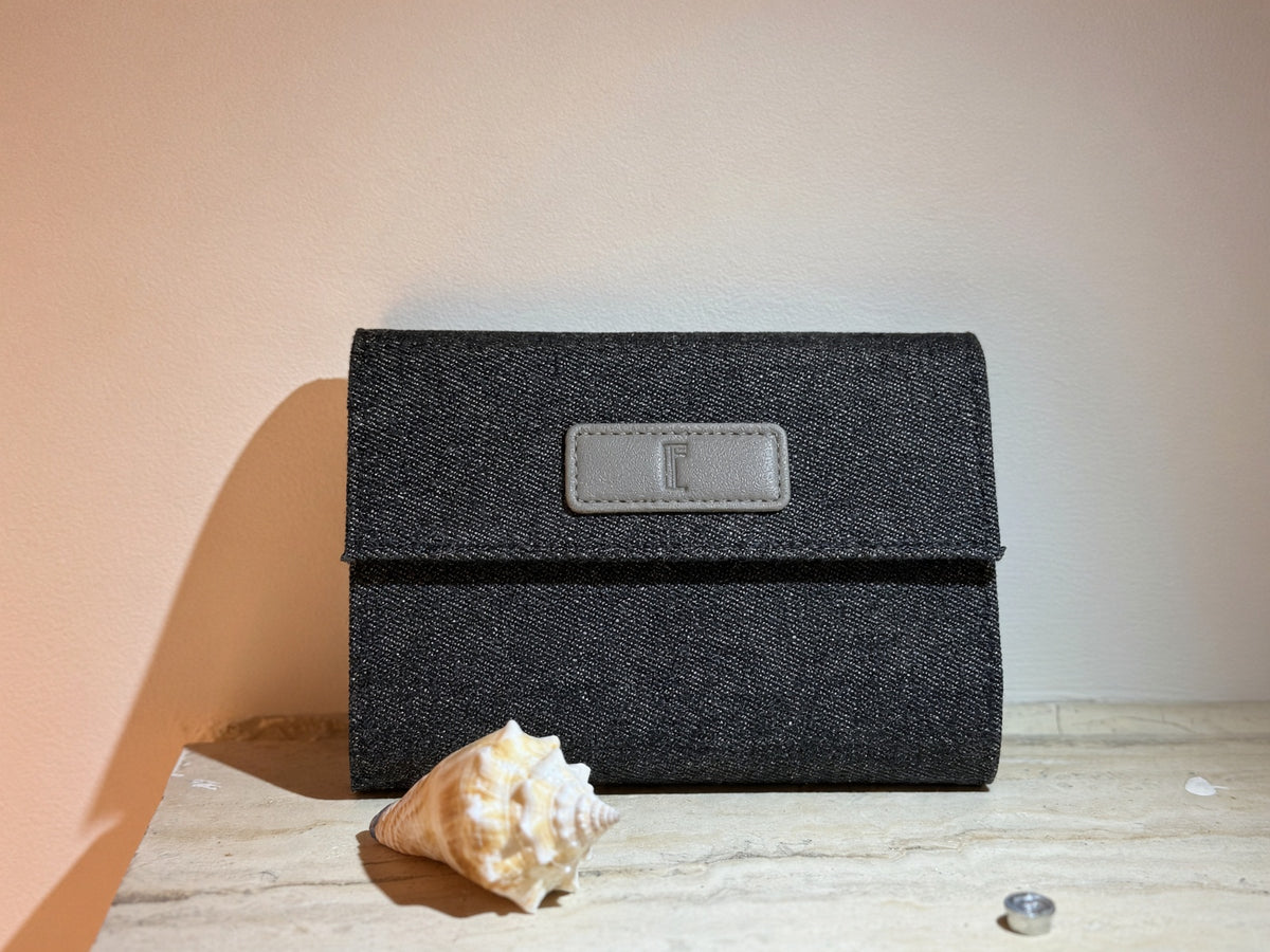 Denim Fragrance Travel Pouch | 6-Bottle Roller & Decant Case